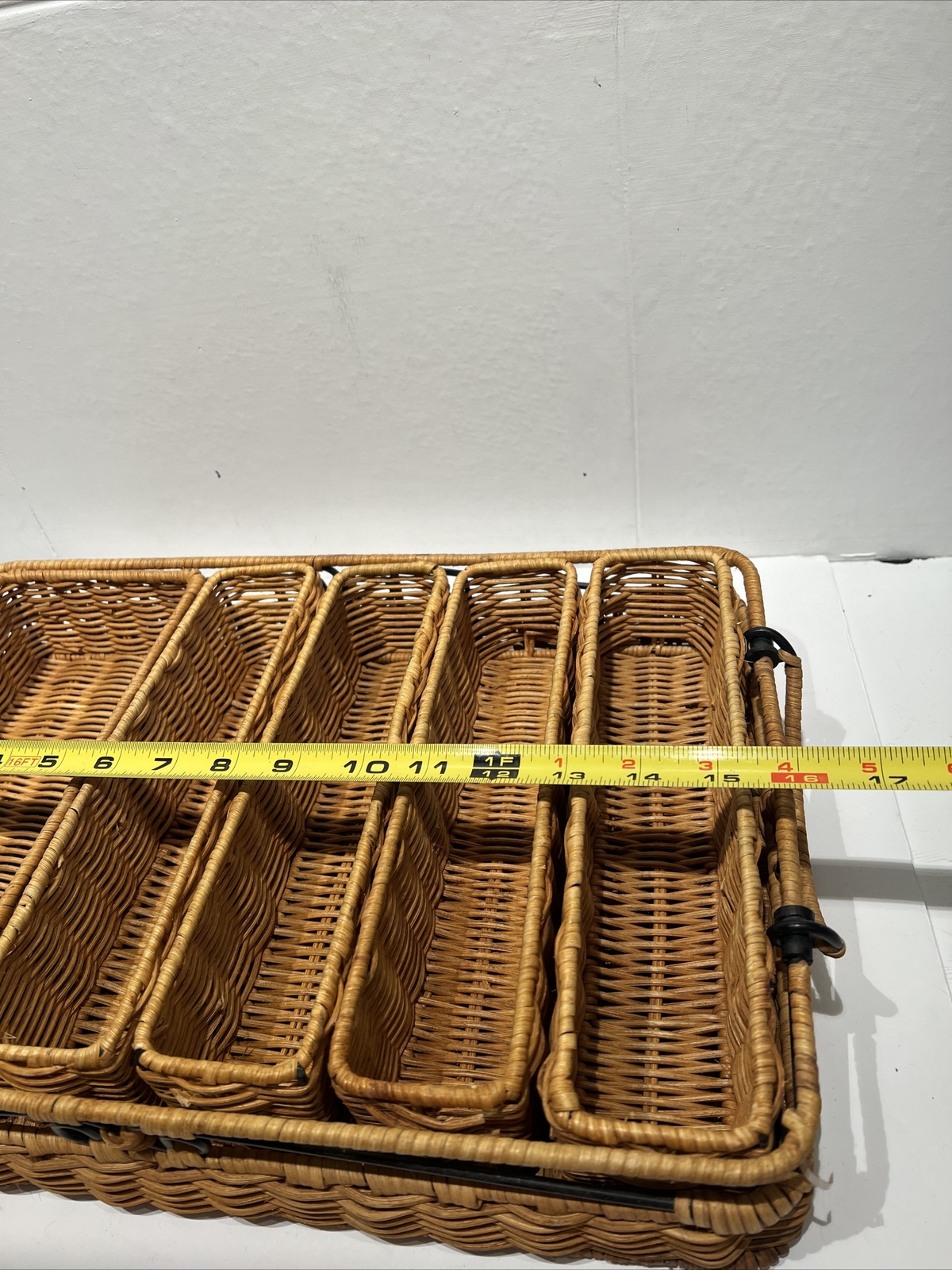 Vintage Utensils Wicker Basket Flatware Caddy Serving Basket with Handle