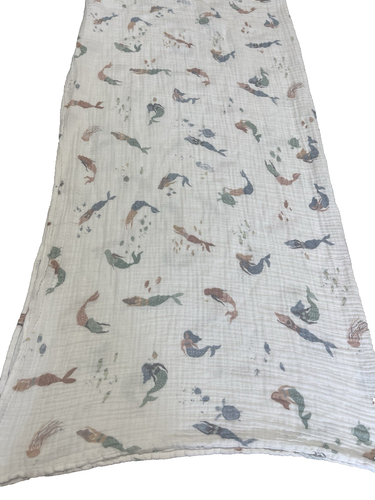 Little Unicorn Mermaid Swaddle Blanket Muslin Wrap Receiving 41x41 - Picture 7 of 7
