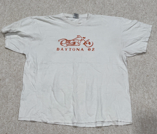 Daytona Beach Bike Week T-shirt XXL 2XL 2002 White Vintage Short Sleeve