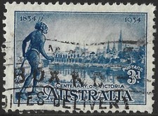 Australia 1934 Victoria Centenary 3d Blue PERF 11.5 SG.148a Used Cat:&pound;8