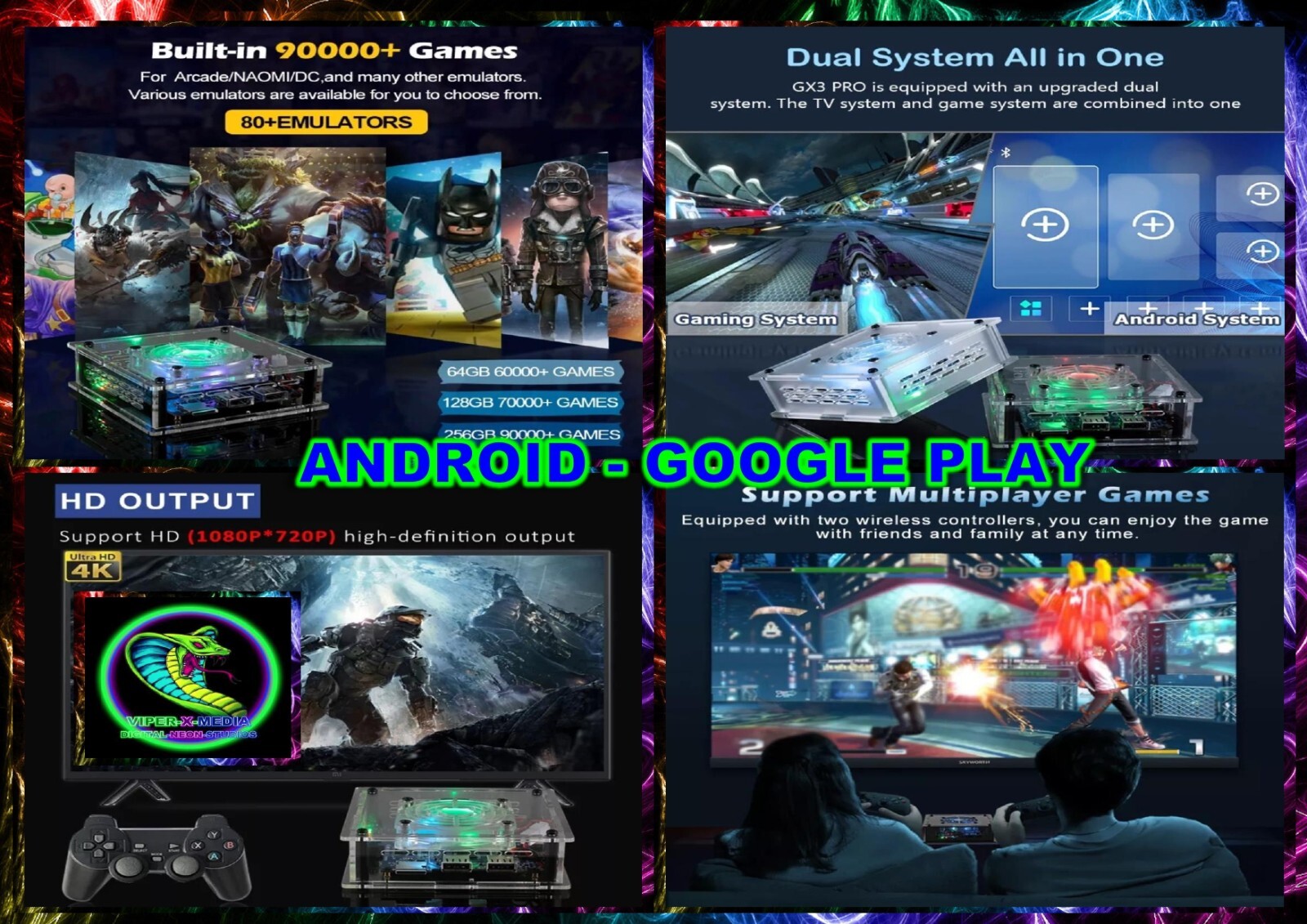 SUPER CONSOLE X PRO MAX HDMI 8K ANDROID GAMING SYSTEM + TV BOX (256GB