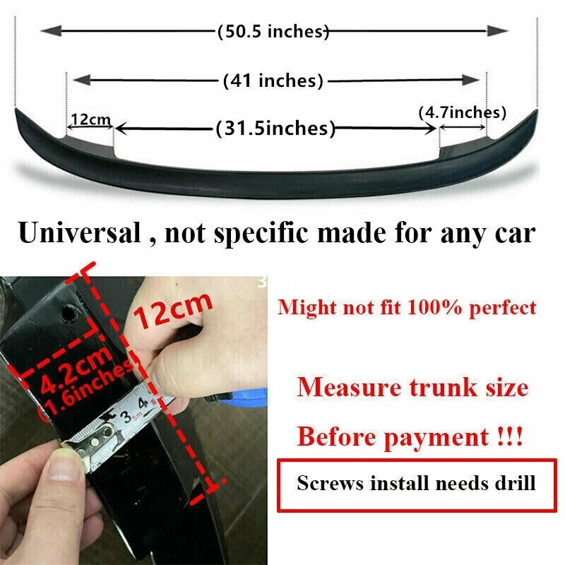 Fit For Buick Park Avenue 97+ Rear Trunk Lid Spoiler Sport Wing Universal Black - Image 2 of 4