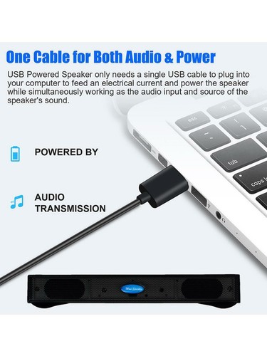 USB Laptop Tragbarer Stereolautsprecher Audio Soundbar für PC Bass R3W4 - Bild 9 von 12
