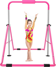Gymnastics Bar for Kids 3-9, Foldable  Adjustable 35"-51", Supports 140Lbs with
