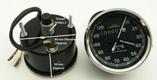 Réplique compteur de vitesse Smiths 0-120 mph pour Norton BSA Royal Enfield S2u - Photo 1/8