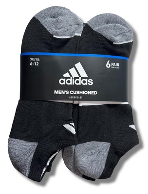 ADIDAS SOCKS MEN'S LOW CUT 243 BLACK WHITE GREY LARGE (6-12) PACK 