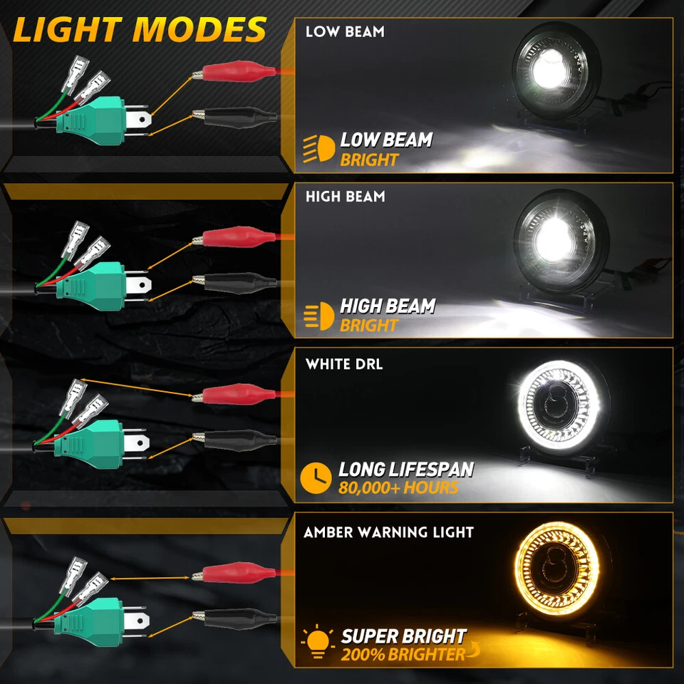 Faros LED de haz alto/bajo 4 piezas para Buick Electra Wildcat DOT 5,75" 5-3/4" pulgadas Foto 3 de 4