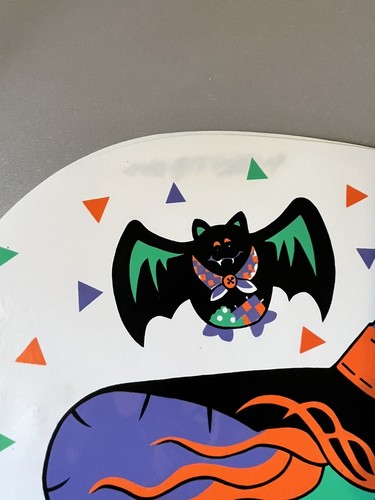 Retro Halloween Hexe Fledermaus Spinne Bunt Vinyl Tischset (4) 1990’s - Bild 5 von 8