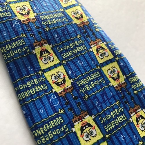 VINTAGE SPONGEBOB SQUAREPANTS Mens Neck Tie Blue All Over Print Cartoon Textured - Picture 13 of 13
