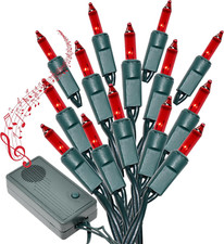 140 Red Musical Christmas Lights, Plays 25 Classic Music Songs, 8 Function Chase