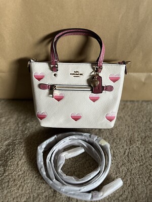 NWT COACH Mini Gallery Crossbody With Stripe Heart Print Leather Handbag CA793