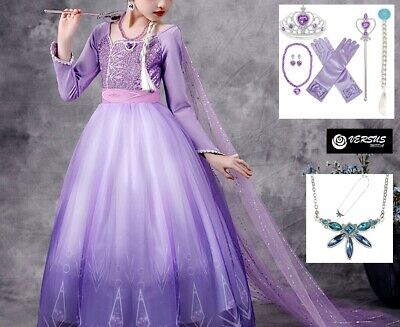 Simile Frozen Elsa 2 Vestito Carnevale Bambina Cosplay Costume Dress  FROZ065