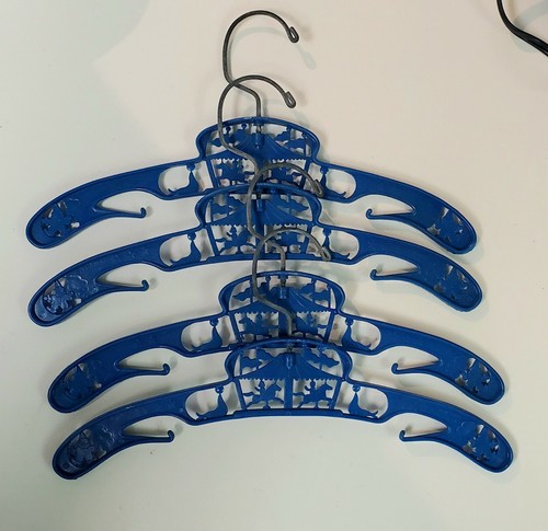 Set of 4 Dark Blue Circus Carnival Carousel Children's Plastic Hangers Vintage - Picture 7 of 12