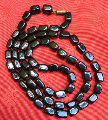 Collier Ancien En Perles De Jais Noir - Bijou Vintage - Occasion