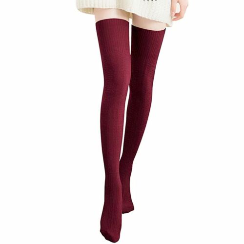 US Women Girls Cable Knit Extra Long Boot Socks Over Knee Thigh High Warm Winter - Picture 7 of 24