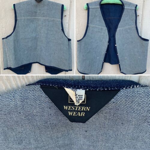 vintage Sears Western Wear denim vest Roebucks snap front cowboycore size XL - Picture 16 of 24