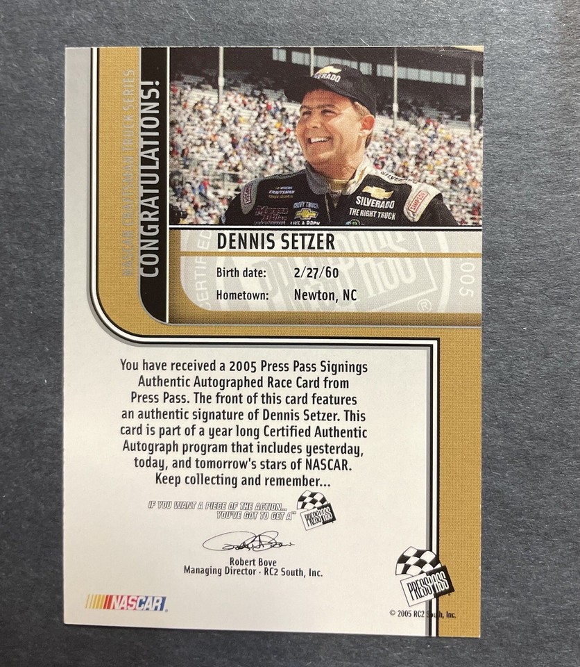 2006 Press Pass Autographs Dennis Setzer Auto Racing Card - NASCAR | eBay