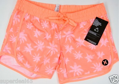 Hurley Board Shorts Phantom Pink Peach Block Party 80A Elasticated Waist Surf