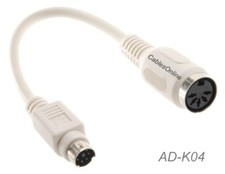 Din-5 Female to Mini-Din 6-Pin Male AT to PS/2 Keyboard Adapter w/6-inch Cable