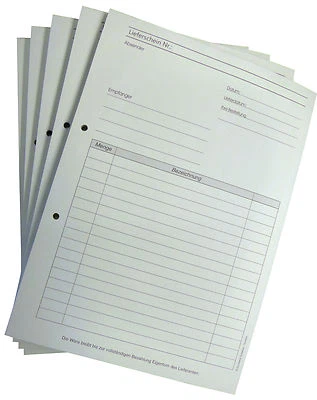 DRUCKEREI SCHARLAU 1x LIEFERSCHEINBLOCK - DIN A4,2x50 BLATT, Lieferschein, gelocht,SD (22652)