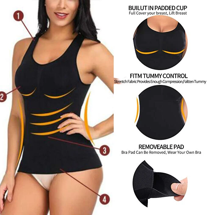 Mujeres Control Abdomen Body Modelador Cami Compresión Chaleco Debajo de Camisola Camisetas sin mangas Foto 3 de 4