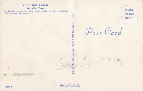 Camp for Kids Echo Hill Kerrville Texas TX Blue Sky Vintage Postcard - Picture 2 of 2