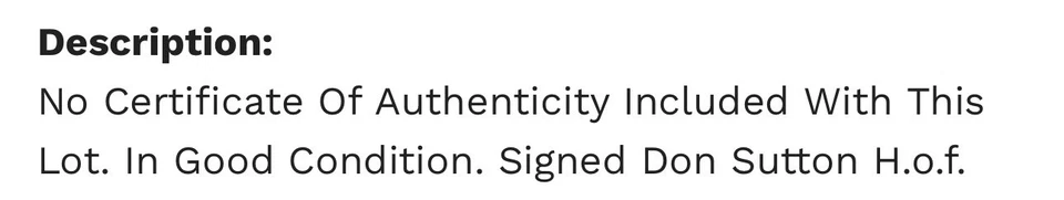 DON SUTTON Autographed Baseball W/ HOF 98 Inscription No COA - Image 4 of 4