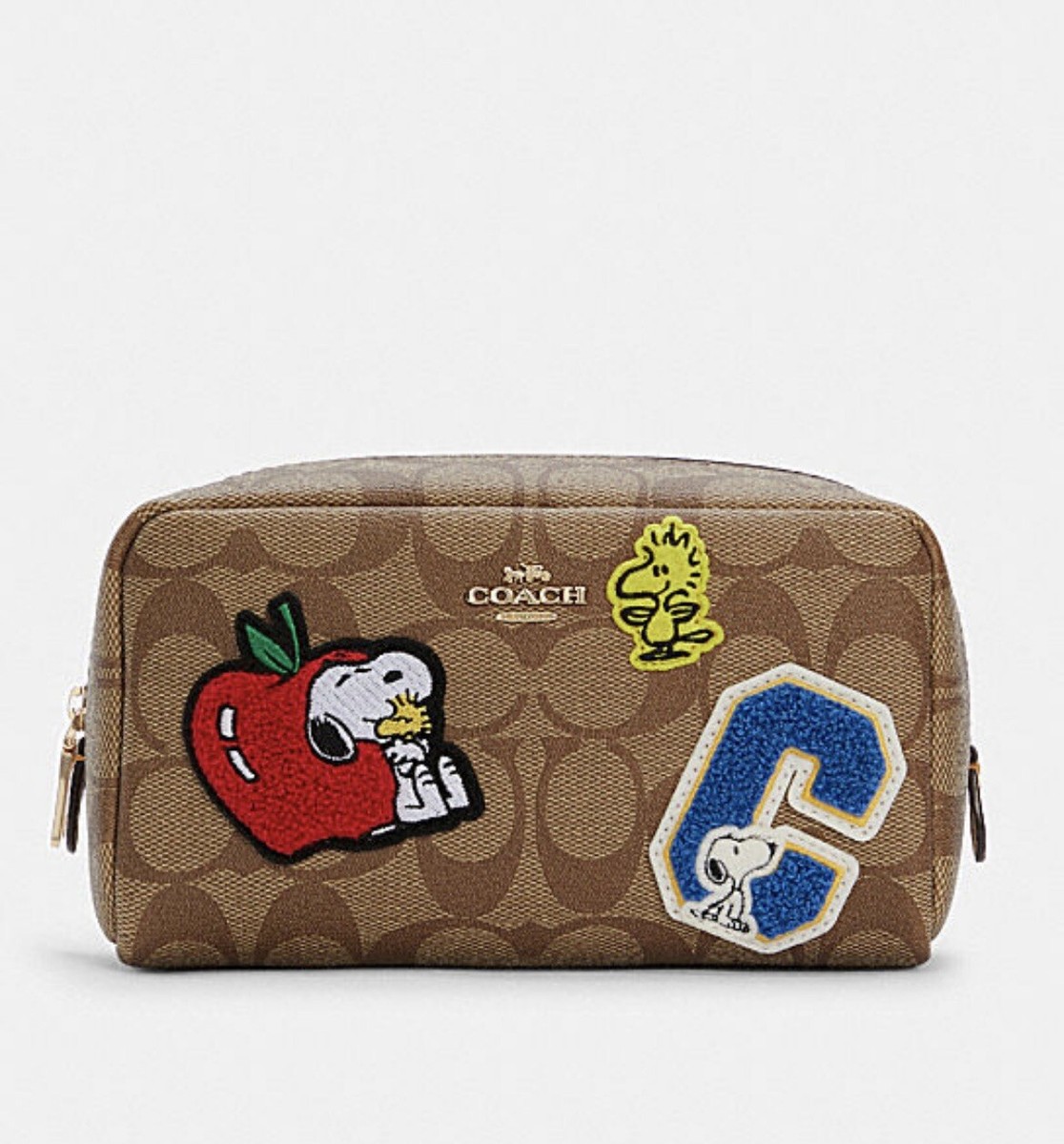Coach X Peanuts Small Boxy Cosmetic Case Signature Canvas
