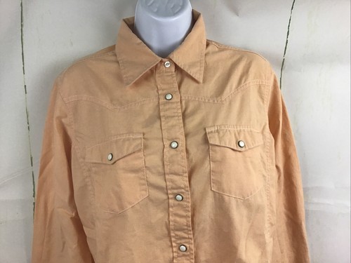 C.E. Schmidt Workwear Fit for Her Orange Western Pearl Snap Long Sleeve Shirt M - Picture 2 of 15