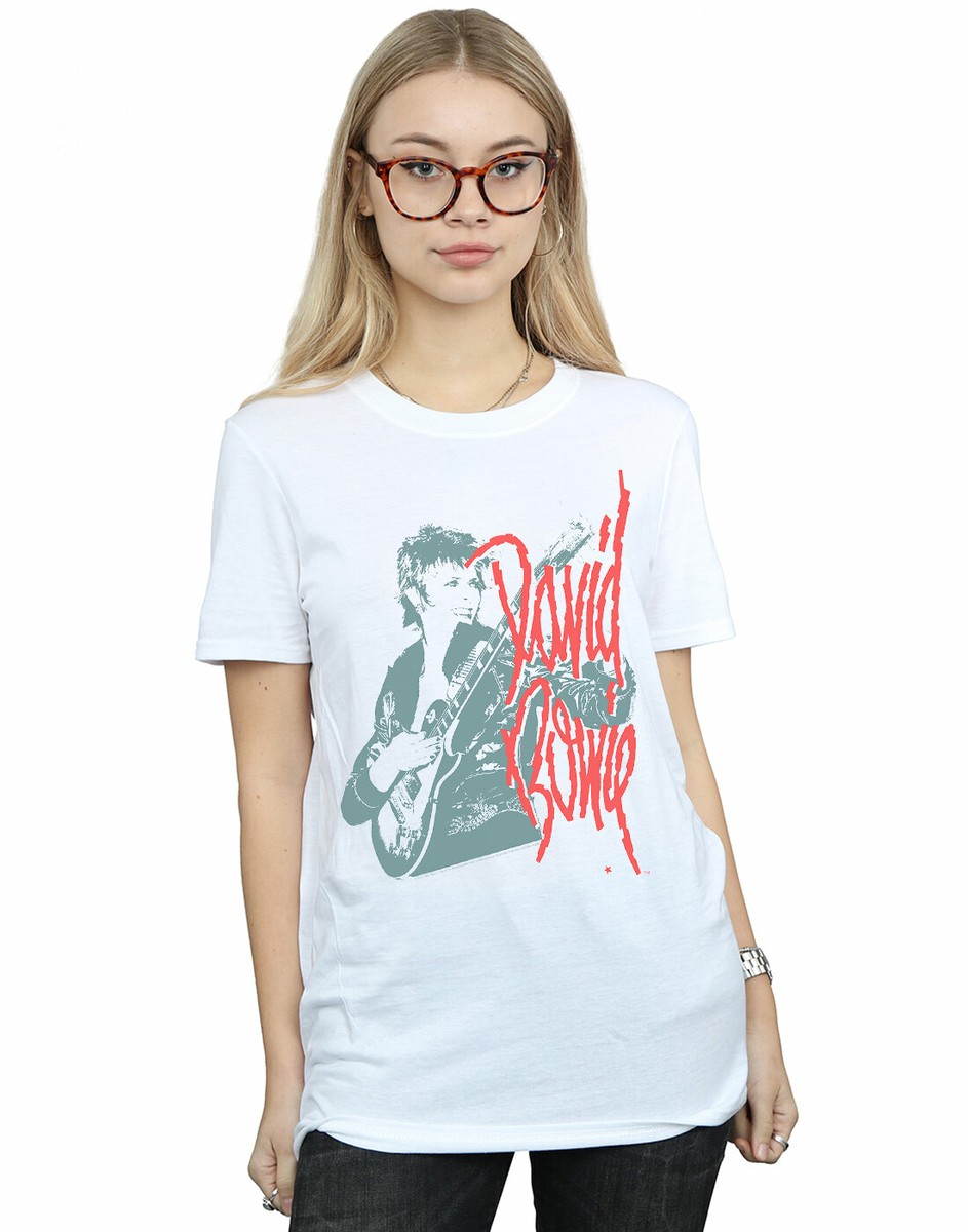 David Bowie Donna Mono Guitar Boyfriend T-Shirt Fit