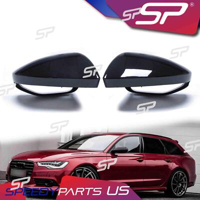 For 2019-2025 Audi A6 S6 A7 S7 C8 Replacement Gloss Black Mirror Cover Caps