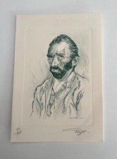 Vincent Van Gogh portrait estampe gravure  Gilles Forget numeroté daté timbré