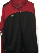 STARTER MEN'S TRACK JACKET [RED/BLACK / SIZE LARGE ] WHITE LOGO/ SPORT/CLEAN
