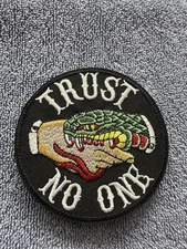 TRUST NO ONE 3x3 Embroidered Morale Patch Hook Backing Brand New