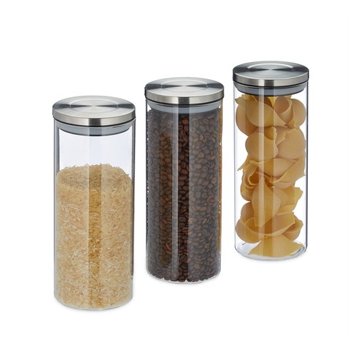 Vorratsglas set Aufbewahrungsglas Lebensmittelbehälter 1,5 l Edelstahl 3 Stück - Bild 1 von 8