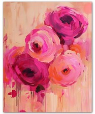 Botanical Pink Rose Bouquet Painterly Pink 8x10 Floral Print Wall Art Poster