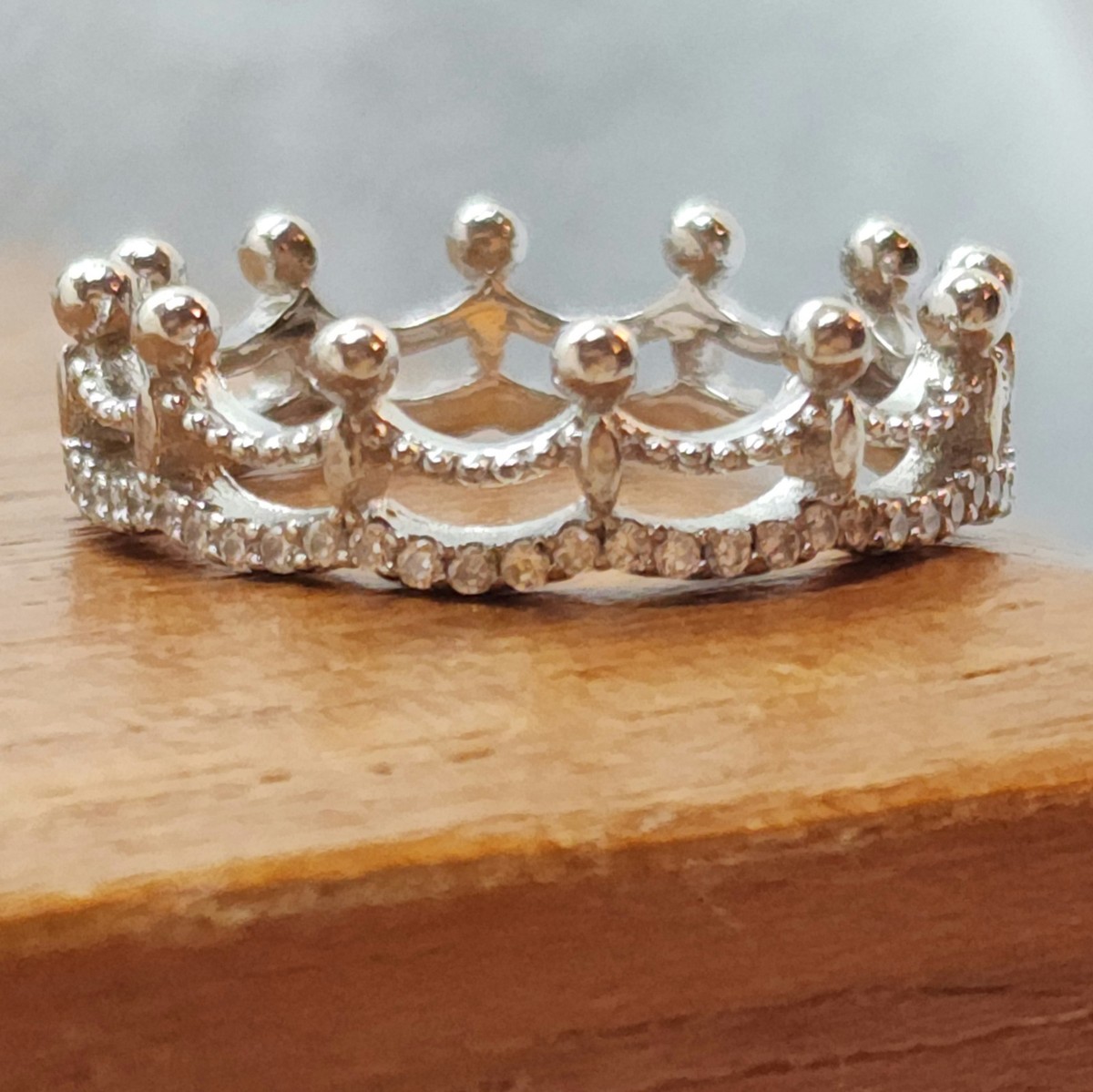リ*ノ様 ティアラ Crown Tiara 925 Ring Sz 7 Cubic Zirconia Princess Queen Royal