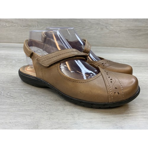 Rockport Cobb Hill Mary Jane Sandals Tan Brown Leather Perforated Women's  8