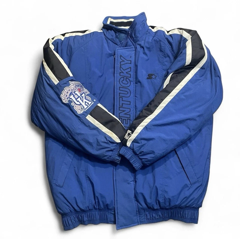 Chaqueta Pullover Puffer Vintage Starter Kentucky Wildcats Para Hombre XL Con Capucha Años 90 Y2K Foto 2 de 4