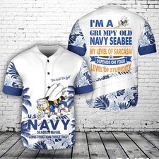 US Navy SEABEES Naval Construction Force NCF Baseball Jersey