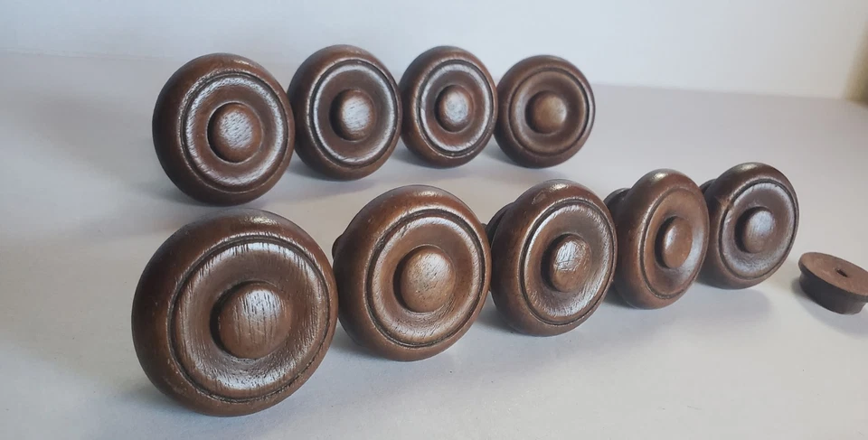 9 tiradores de cajón de caoba de colección 1,75 pulgadas perillas de gabinete redondas giradas con tornillos Foto 4 de 4