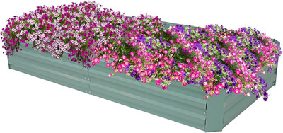 Sunnydaze 3x6 Ft Green Galvanized Steel Raised Garden Bed for Plants & Veggies