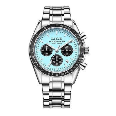 41MM LIGE Quartz Analog Watch Men's Luxury 30M Waterproof Stainless Steel NEW