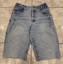Vintage Lee 31" Waist High Waisted Distressed Denim 14.5" Shorts Size 15 MED USA