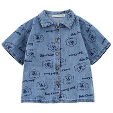 Bobo Choses Pickle the Dog Denim Short Sleeve Shirt 152310019