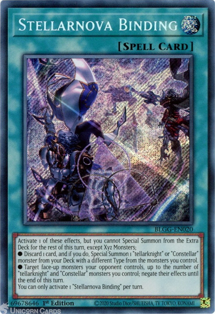 BLGG-EN020 Stellarnova Binding : Secret Rare 1st Edition Mint YuGiOh Card