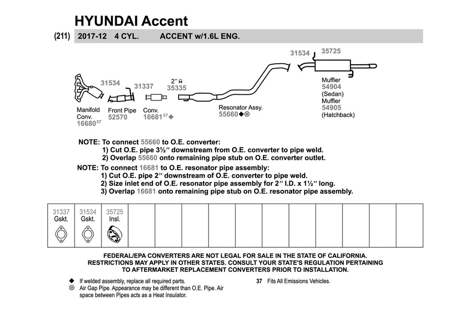 For Chevy Silverado 1500 19-21 Exhaust Manifold Flange Gasket Fiber & Metal Foto 3 de 4
