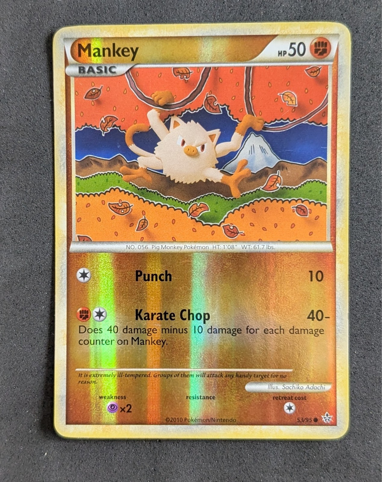 Mankey 53/95 Common HGSS Unleashed Pokemon Reverse Holo Lightly Played