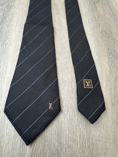 Louis Vuitton LV Seidenkrawatte Schwarz Gold Monogramm Vintage - Bild 8 von 13