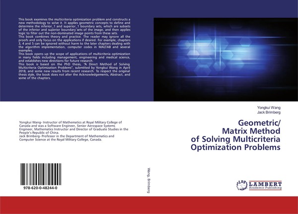 Geometric/Matrix Method Of Solving Multicriteria Optimization Problems Buch 2020-image